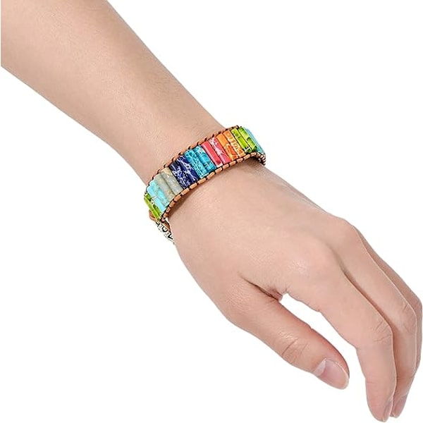 7 Chakra armbånd til kvinder med ægte sten læder wrap helbredende perle armbånd kvinder mænd Boho venskabssmykker