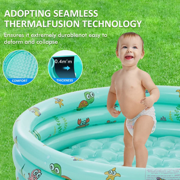 Uppblåsbar lekbassäng Uppfällbar uppblåsbar pool för barn Bärbart husdjurshundbad inomhus utomhuslekpool (grön 150 cm)
