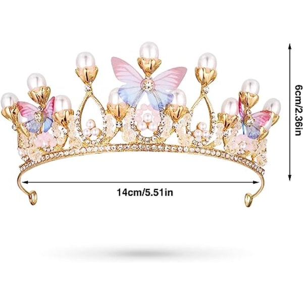 Kristalltiara Pärldiadem Prinsessa Kostym Krona Diadem, Fjäril Tiara Krona