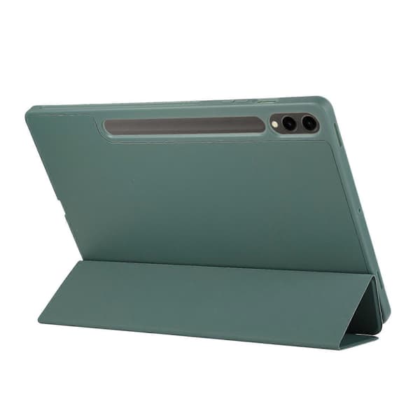 For Samsung Galaxy Tab S10+ Deksel med Pennholder Solid Farge Tri-Fold Stativ PU Lær+Nettbrettdeksel