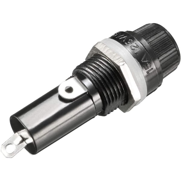 6 stk. 6x30mm Sikringsholder AC 10A 250V Sort Skruelåg Sikringsholder, Panelmonteret Skruelåg Sikringsholder