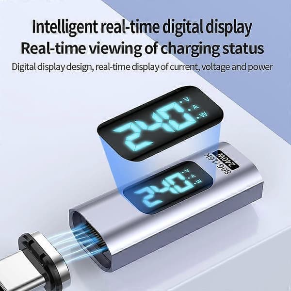 240W Magnetisk Typ C till Typ C 16K HD Videokonverterare Digital Display 80Gbps Dataöverföringsadapter