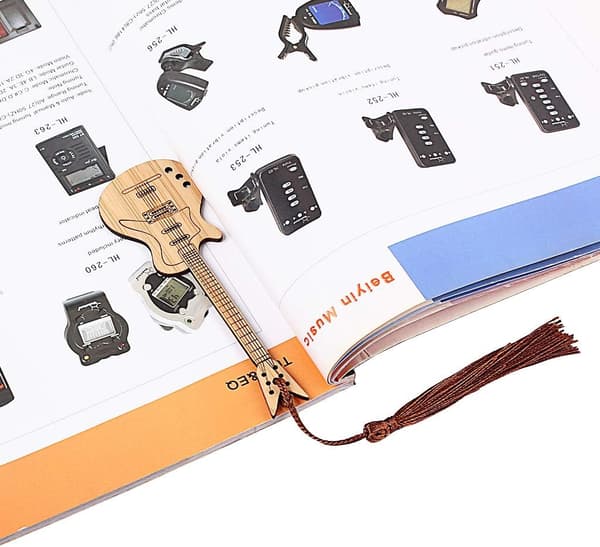 Design Gitarr Bambu Bokmärke med Tofsar för DIY-projekt och Presentetiketter-D D