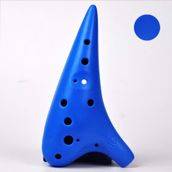 Ocarina Alto C i plast, 12-håls Ocarina enkelt musikinstrument för barn, nybörjare, Zelda-fans (blå)