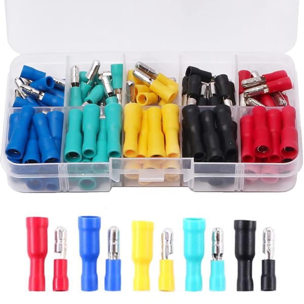 100 stk. kugleformede stik, isolerede ledningsforbindelser, crimp-forbindelser