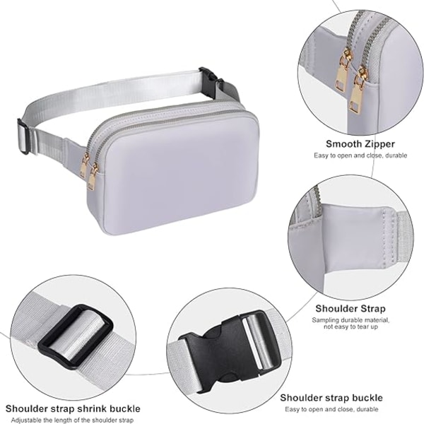 Bumbag för damer, midjeväska för kvinnor, svart, trendig midjeväska för vandring, löpning och promenader grey