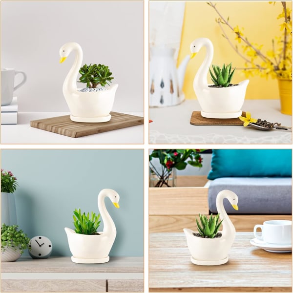 Keramisk svanepotte, kaktus sukkulent blomsterpotter planter dekorasjon