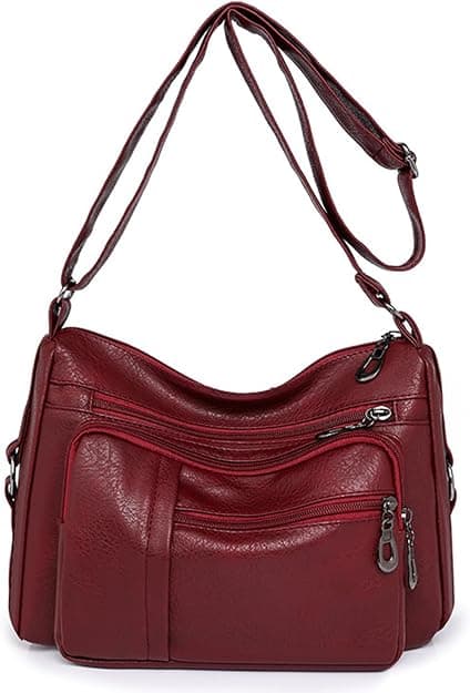 Damhandväskor Axelväskor Mjuk PU-läder Crossbody-väska, Röd Red