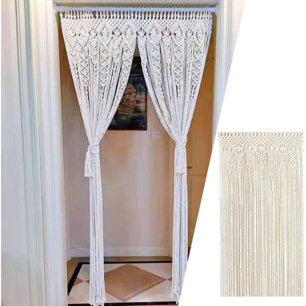 Macrame väggbonad i tyg, macrame dörrhängande boho väggdekoration