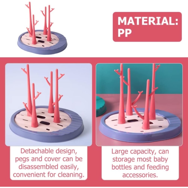 Baby Nappflasktorkställ, Spädbarnsflasktorkhållare med avloppsflaska Dräneringsställ med bricka Köksförvaringsskåp Organizer