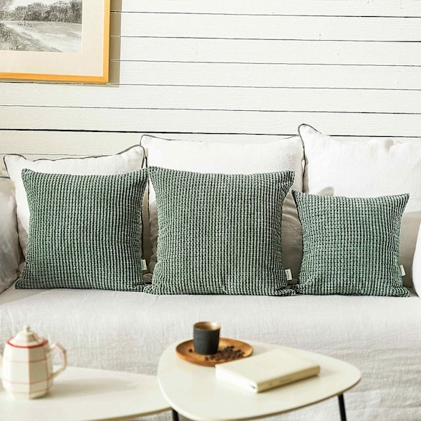 2-pack Corduroy Majskorn Granulat Kuddfodral - 20 X 20 Tum Kuddfodral För Soffa, Soffa Och Säng (Bön Grön)