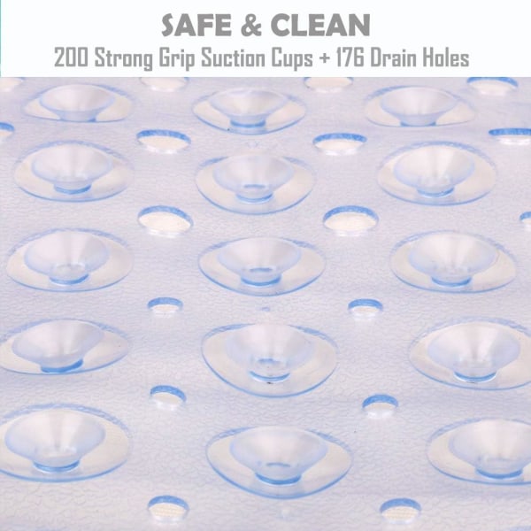 Badekar måtte 30% Ekstra Lang Bruse måtte Anti-Skridsikker Bade måtte med 200 Sug kopper, 16 x 40 tommer Transparent Clear 16 x 40 in
