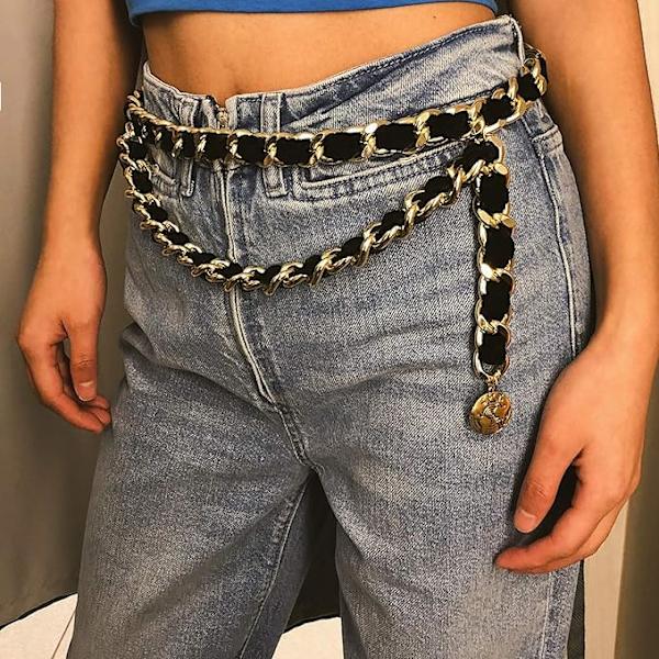Kvinnors kedjebälten Mode lager flockning tygbälten för klänning väst jeans för midja