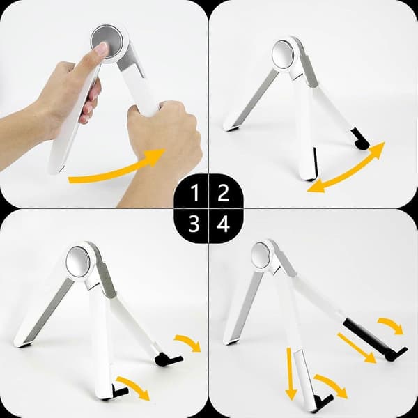 Justerbart tabletstativ kompatibelt med Apple iPad, iPhone, Samsung Galaxy og Kindle Fire (Hvid)