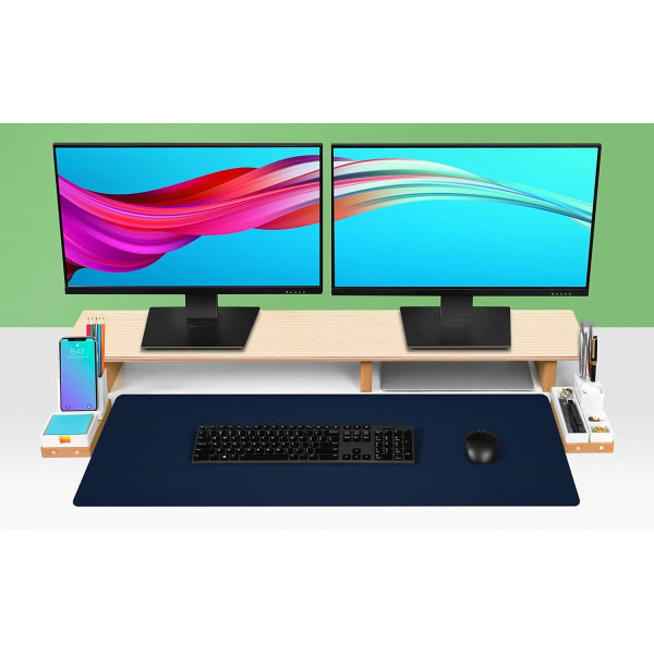 Nahkainen työpöydän suojus, toimistopöydän alusta, liukumaton PU-nahkainen pöytäalusta, kannettavan tietokoneen pöytäalusta, vedenpitävä pöydän kirjoitusalusta Dark Blue 31.5" x 15.7"