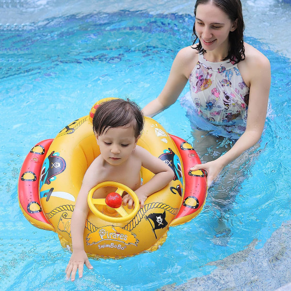 Gratis simning Baby Uppblåsbar Swim Seat Float Båt med Säkerhetssits Pool Ride-on Leksaker