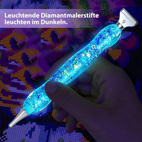 Diamantmålningspennset, diamantmålningspenntillbehör med 6 diamantpennspetsar i metall, glöddiamantmålningspenna