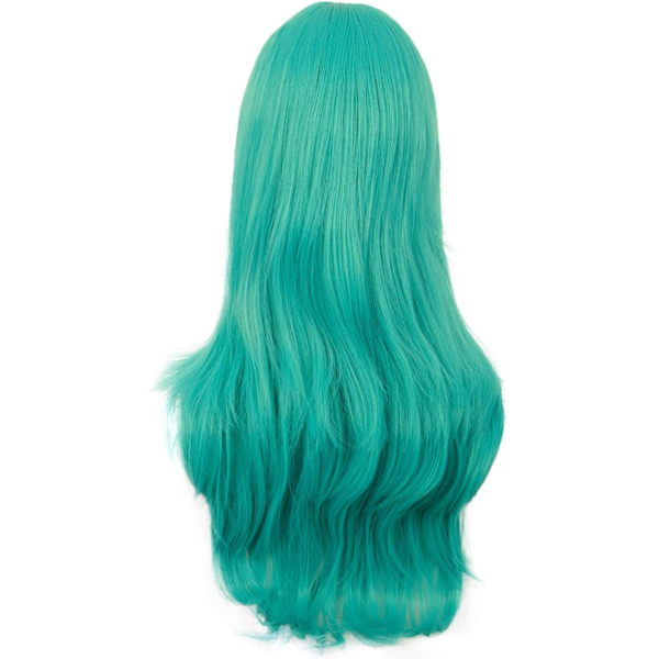 28 tuuman / 70 cm naisten sivuhiuskiharat pitkä kihara cosplay-peruukki naisille tytölle Light Sea Green 28"