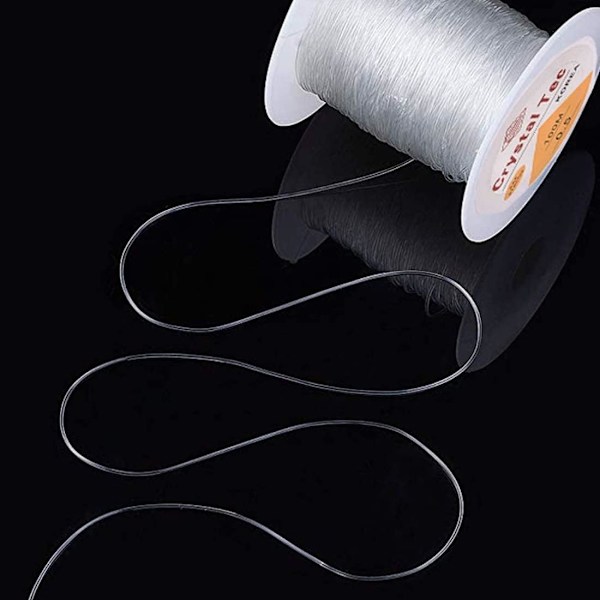Elastisk pärltråd smyckestillverkning rep, stretch polyester rep för armband och hantverk, 0,8 mm, 100 m, transparent
