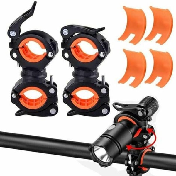2-pack cykelficklampa hållare - 360° rotation - justerbar styrfäste för cykellampor