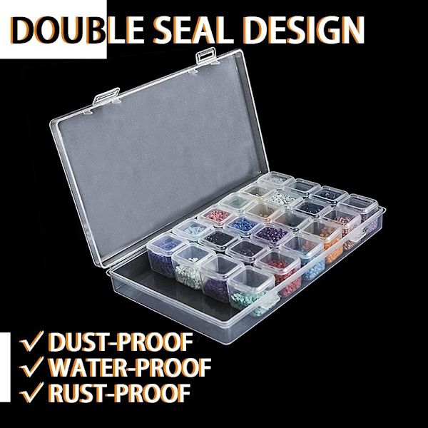 Diamantbroderingslåda, 3-pack transparenta förvaringslådor för diamantmålning, 28 minirutor rutnät mosaikset vardera