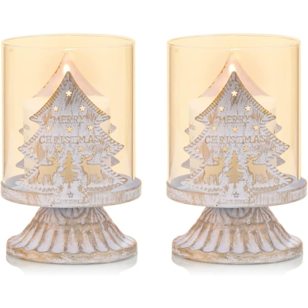 Set 2 kynttilänjalkaa valkoisessa metallipilarissa, hurrikaanin aiheuttamat kynttilänjalat joulupöydän kamiinan takkakoristeisiin, valkoinen