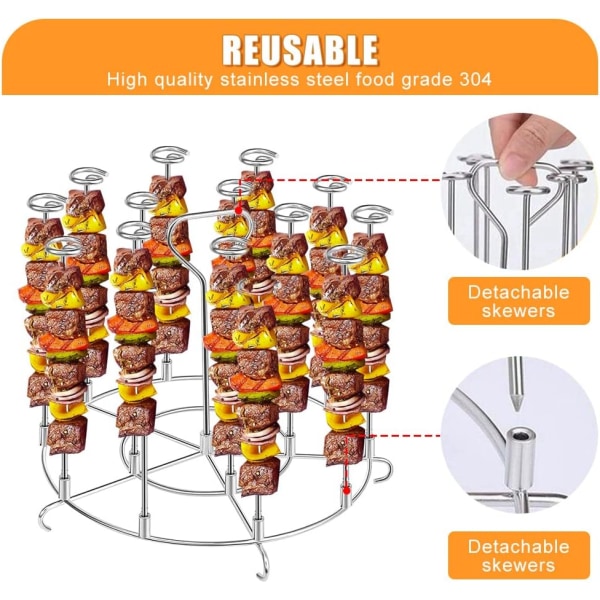 Ruostumattomasta teräksestä valmistettu varrasteline, joka on yhteensopiva ilmafriteerauskeittimen kanssa, 8L varrasteline, ilmafriteerauskeittimen BBQ-tarvikkeet (8QT)