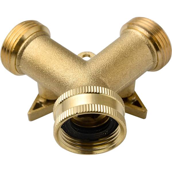 2-vejs messinghane - Y-ventil slangedeler havehanefordeler manifold 3/4\" messing slangefittings