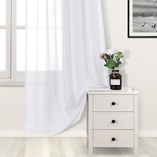 Polyester Sheer Gardiner - Øjeblikkelige Voile Vinduegardiner til Soveværelse Stue, 134 cm x 210 cm Lange, Sæt af 2 lechoso 34*79inch