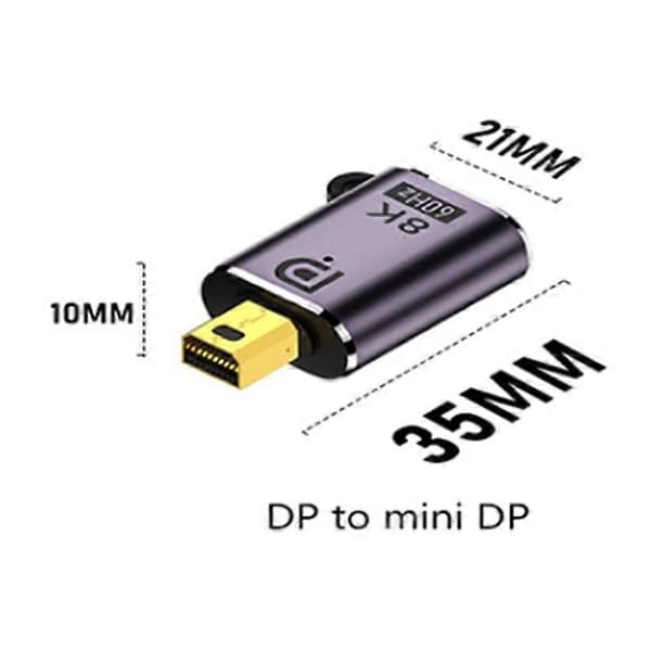 Mini DP -urossovitin DP 1.4 -naarasmuuntimeen, tukee 8K HD-videodatan siirtoa