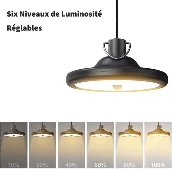 Solcellelampe, 4 moduser, 6 lysstyrkenivåer, med bevegelsessensor, fjernkontroll, varmhvit