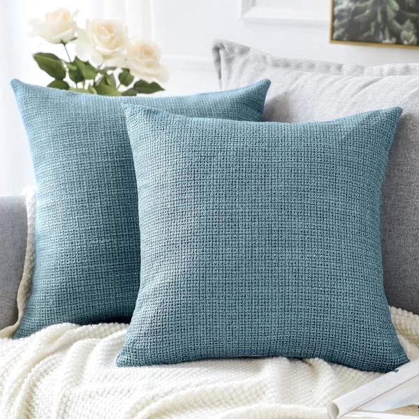 Sett med 2 Putesett, Ensfarget Putetrekk, Linputetrekk, Putetrekk til Sofa, Soverom, Hjemmedekor, 45*45cm Peacock blue