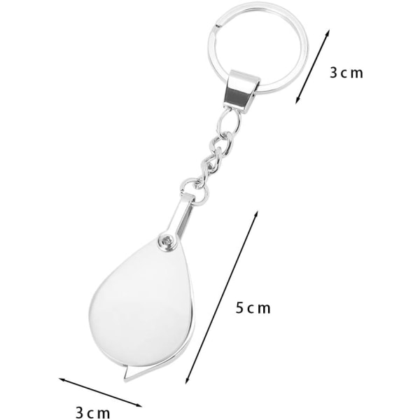 Bärbar hopfällbar förstoringsglas Metallficka Lupp Nyckelring Nyckelring Förstoringsglas