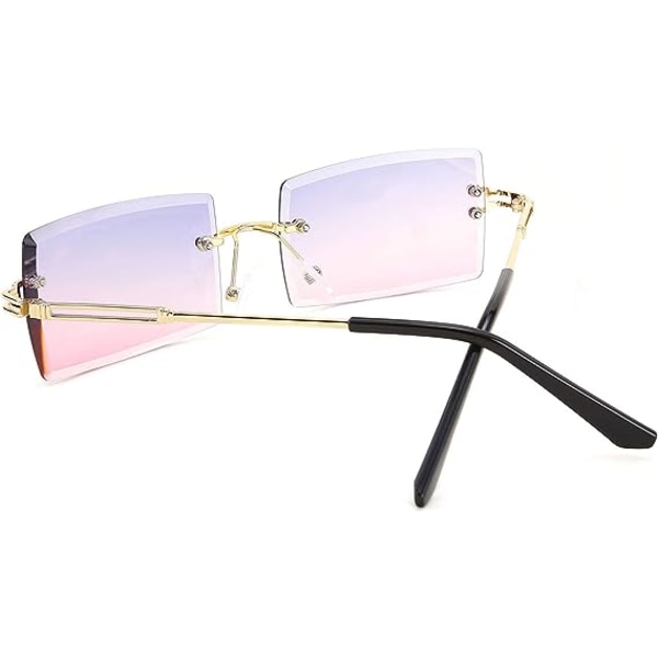 Vintage Rimless Solbriller Rektangulære Rimless Candy Farve Briller Kvinder Mænd