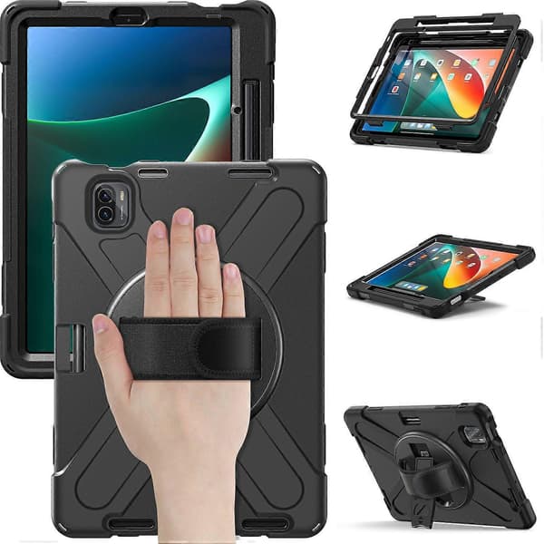 For Xiaomi Pad 5/Pad 5 Pro Deksel Stativ PC+Silikon Robust Nettbrettdeksel med Håndstropp