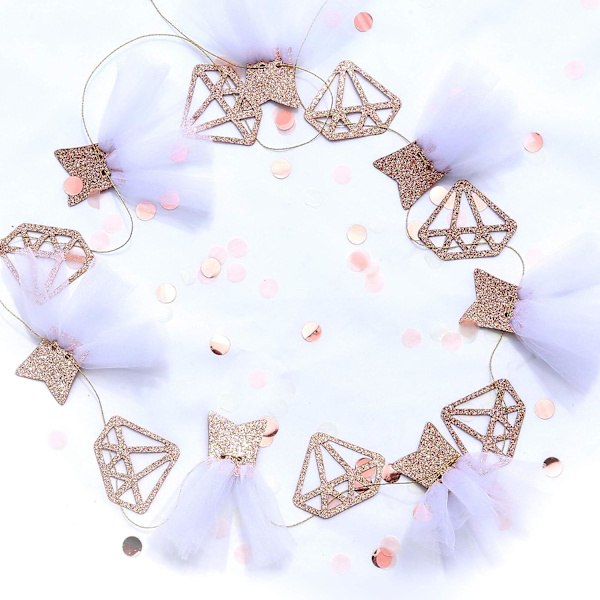 Rose Gold Brud Bliv Banner Skilt Dobbeltsidet Glitter Papir Dekorative Fornødenheder