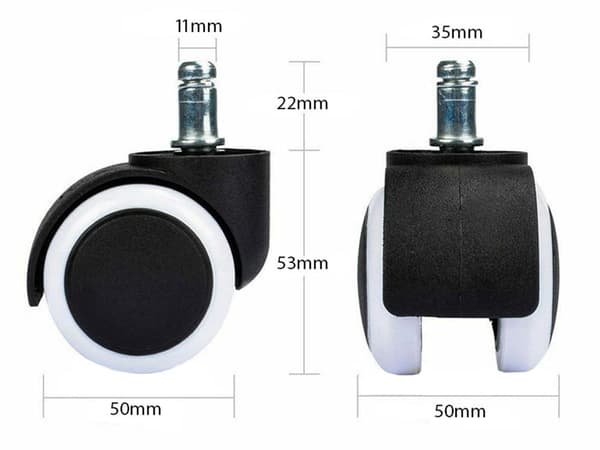 5 kpl toimistotuolin pyöriä - 11 mm
