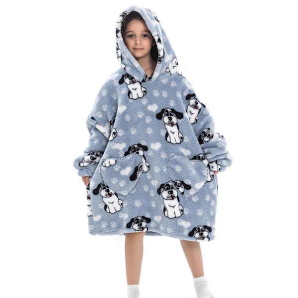 Barn Överdimensionerad Filt Hoodie, Sherpa Fleece Hoodie Filt, Flickor Pojkar Hooded Sweatshirt med Fickor för Småbarn