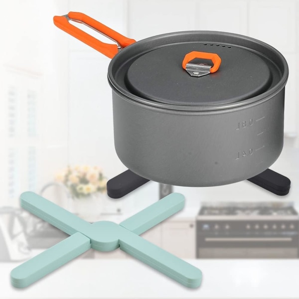 4-pack silikon hopfällbart grytunderlägg, Eco-Expand silikon grytlappsunderlägg, värmebeständig dyna, hopfällbar crossover-design