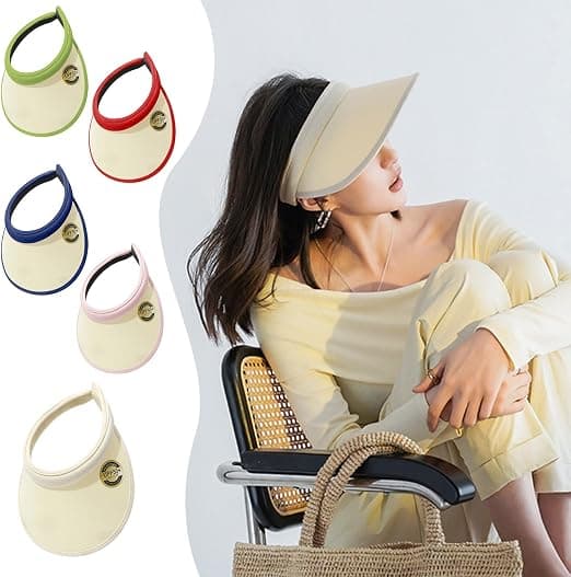 Dame Sol Visor Hat | Bredskygget Sol Visor Hat Justerbar Golf Sol Cap Bredskygget Sommer UV Beskyttelse