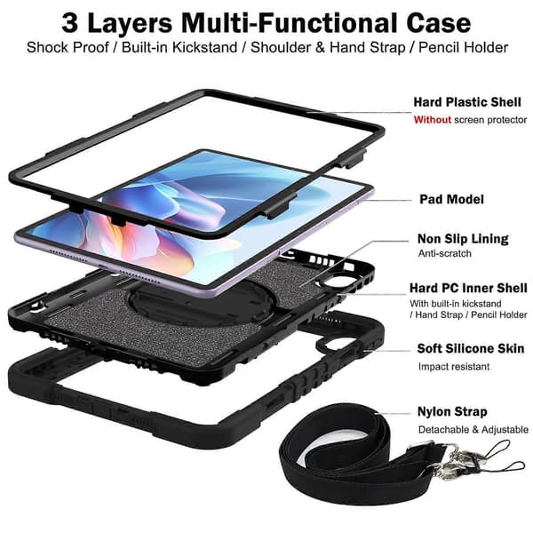 Fodral för Huawei MatePad 11.5 S Silikon+PC Ställbart Tabletskydd med Axelrem