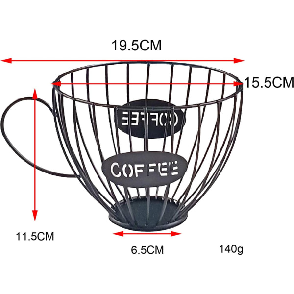Nordisk stil jern kaffepudeholder, kaffepude opbevaringskop, kaffepude opbevaringskurv til tæller kaffepude opbevaringsholder kaffetilbehør, sort