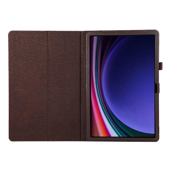 Fodral för Samsung Galaxy Tab S10+ Bi-Fold Ställ Läder Tabletskydd Litchi Textur - Brun