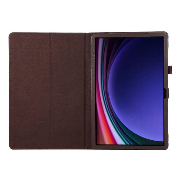 Til Samsung Galaxy Tab S10+ Etui Bi-Fold Stand Læder Tablet Cover Litchi Tekstur - Brun