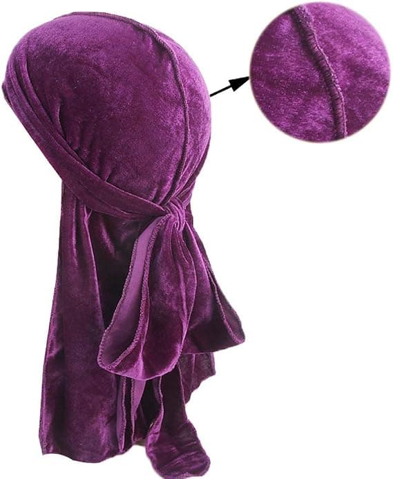 Unisex fløyel og silke Deluxe Durag for 360 Waves Hodeplagg Lang hale