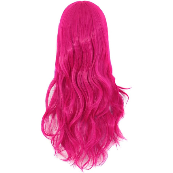 28 tum/70 cm dam sidoblugg långt lockigt hår cosplay peruk för kvinnor flicka Peachblow 28"