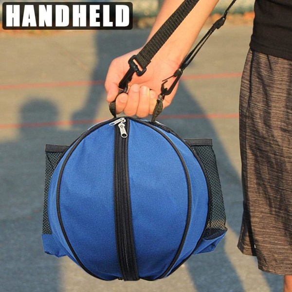 Basketväska praktisk bärbar stor väska basketfotbollsförvaringsväska med axelrem utomhusträningsväska blå