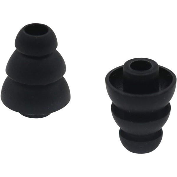 6 par udskiftning triple flange kegle ørepropper ørepropper ørepropper silikonepropper passer til de fleste in-ear-hovedtelefoner, sort