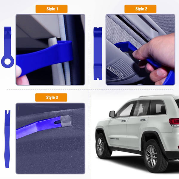 8PCS Auto Trim Scratch Pry Car Audio Dash Door Panel Window Molding Fastener Remover Tool Kit-Blå