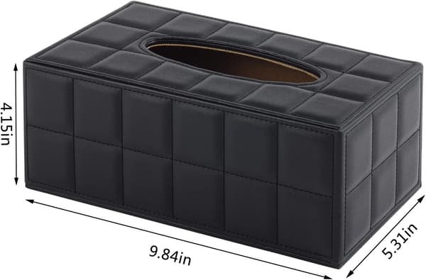 Servietboksbetræk PU Læder Servietboksholder Rektangel Serviet Organizer Servietdispenser (Sort Tern) Black Checker